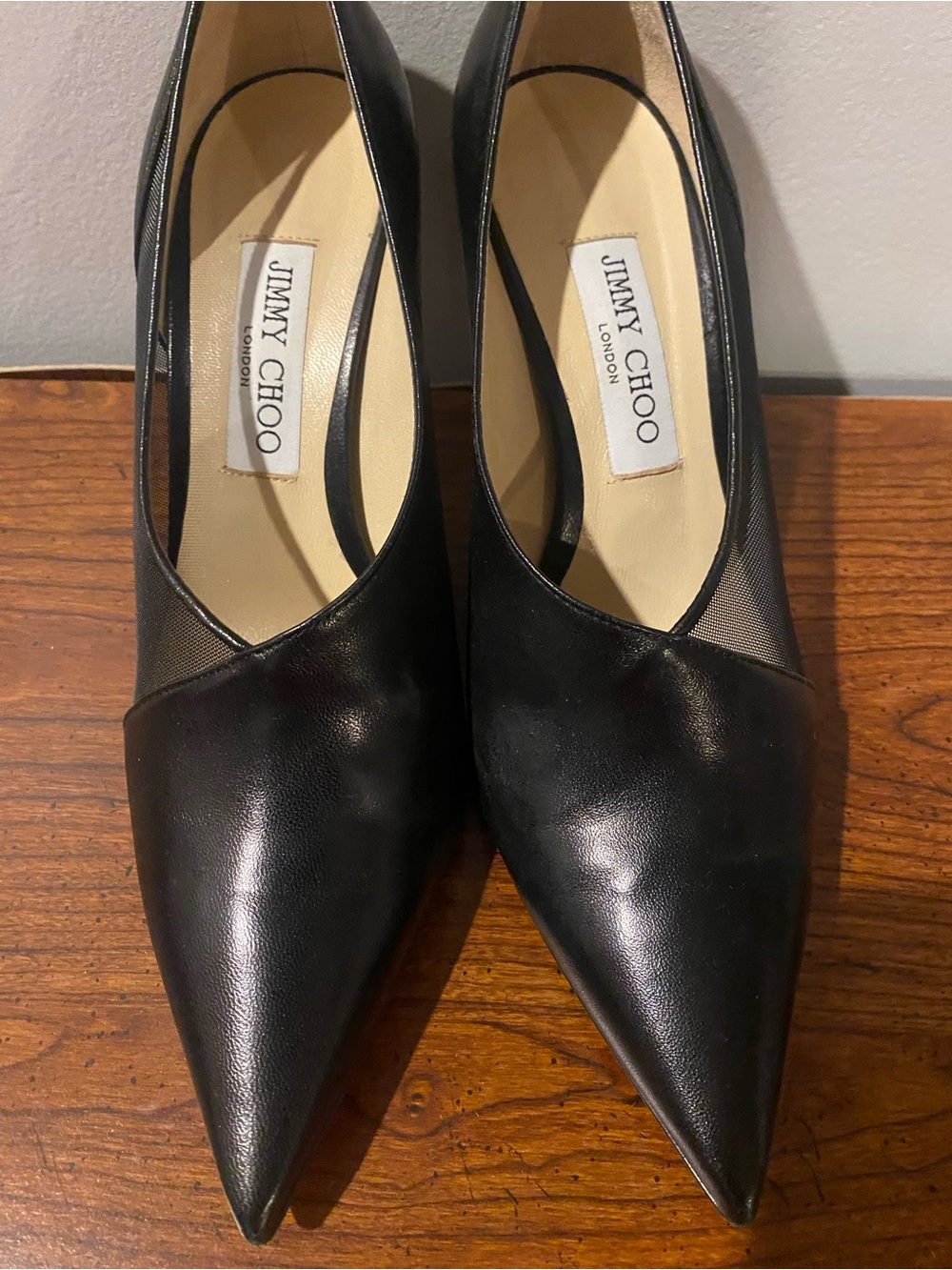 Jimmy Choo Siba Black Pointed Toe Mesh Pumps size 38.5 - Picture 4 of 5